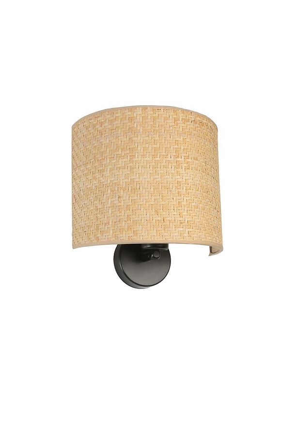 YENİ HASIR PİLLİ RATTAN ABAJURLU OVAL APLİK - 3