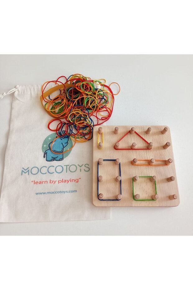 Montessori Geoboard Geometry Game Toddler 5x5 (WITH EDUCATIONAL CARDS)