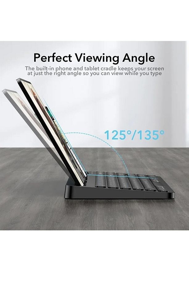 Apple Ipad Pro 12.9 2015 A1584 A1652 Uyumlu Kablosuz Standlı Şarjlı Bluetooth Touchpad Klavye - 5
