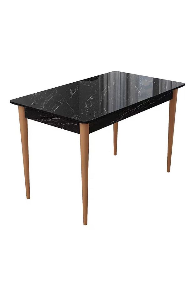 Lois Serisi Siyah Mermer Desen 72x112 Mdf Pinotex Ayaklı Kaliteli Sabit Yemek Masası - 2
