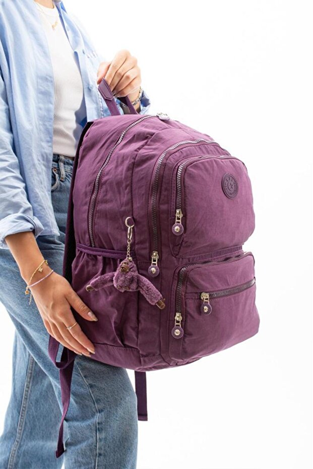 Women's Backpack Lightweight Fabric Multi-Pocket Cabin Size Travel Bag 43*30 cm