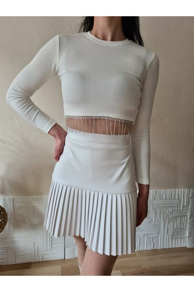 Taşlı Crop Top - 1