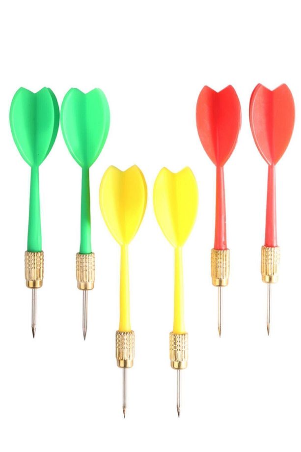 Dart Oku (6’lı Set) - Çelik Uç + Pirinç Başlık - Renkli Dart Oku Seti - 1