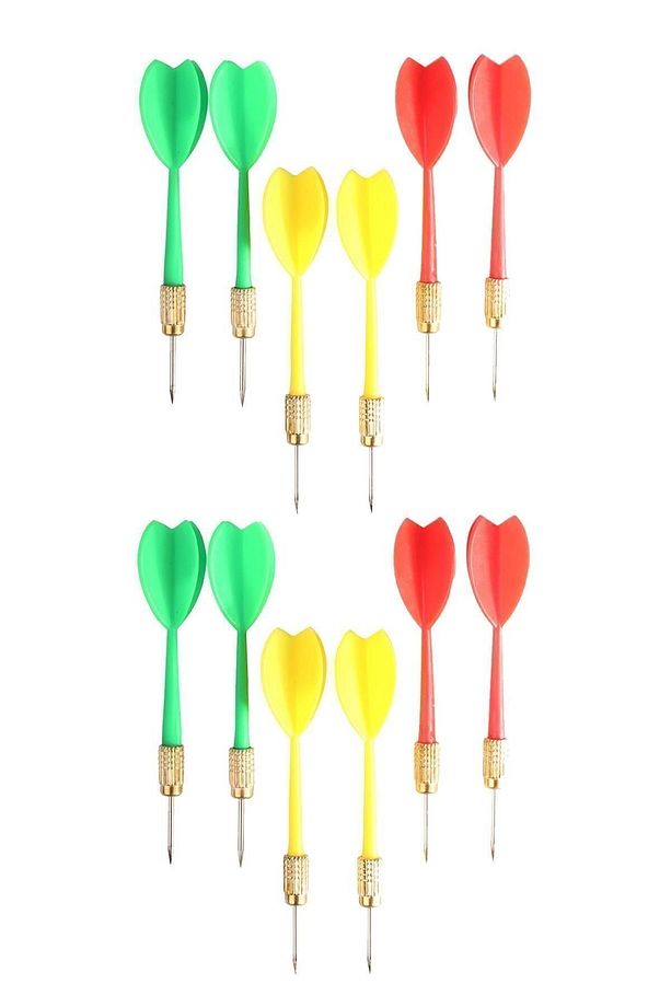 12 Adet Dart Oku Çelik Uç Pirinç Başlık Renkli Dart Oku Seti - 1