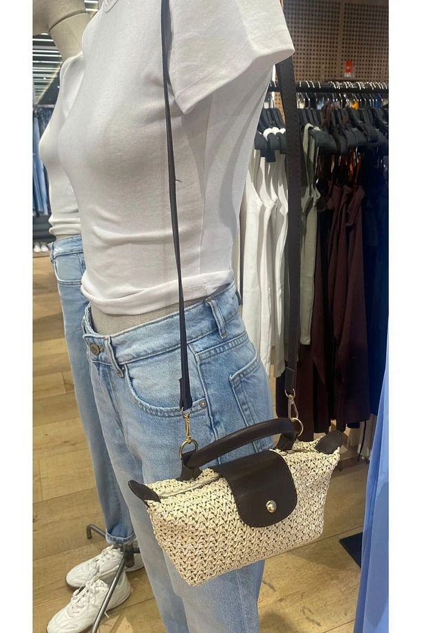 Stores Kadın Hasır Örme Mini El ve Omuz Çantası - 2