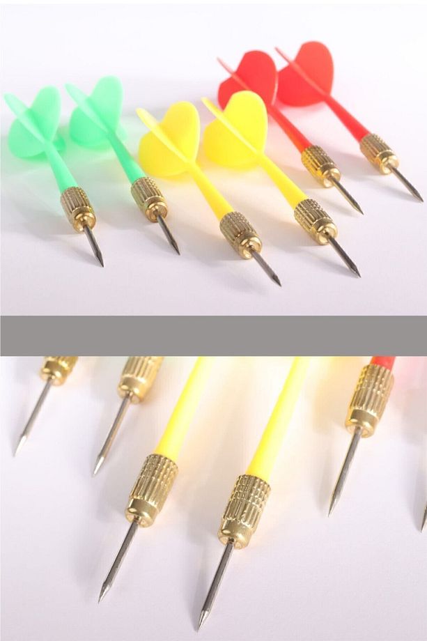 Dart Oku (6’lı Set) - Çelik Uç + Pirinç Başlık - Renkli Dart Oku Seti - 3