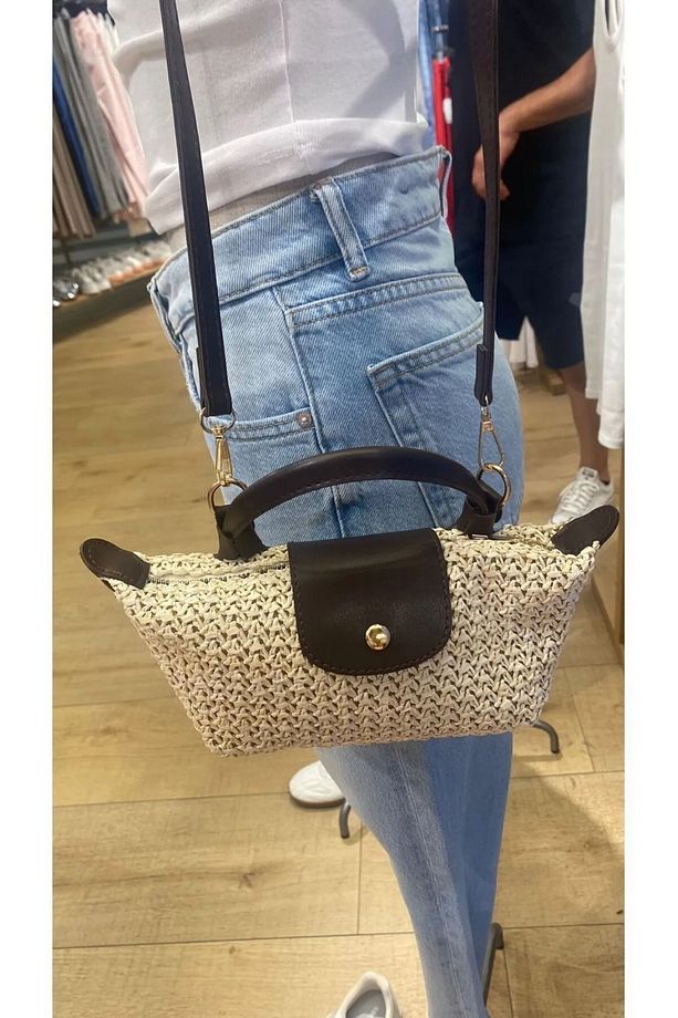 Stores Kadın Hasır Örme Mini El ve Omuz Çantası - 1