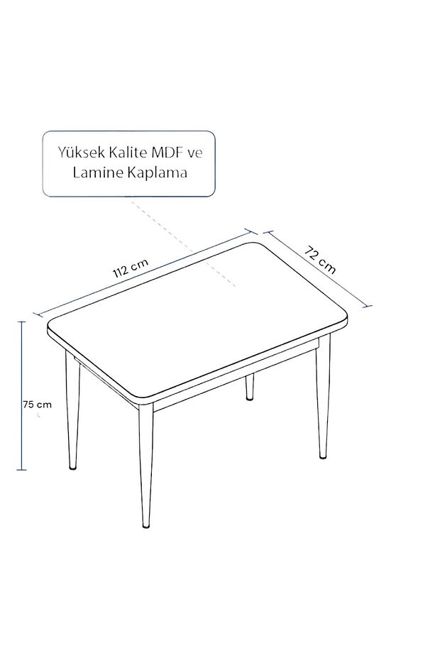 Lois Serisi Siyah Mermer Desen 72x112 Mdf Pinotex Ayaklı Kaliteli Sabit Yemek Masası - 3