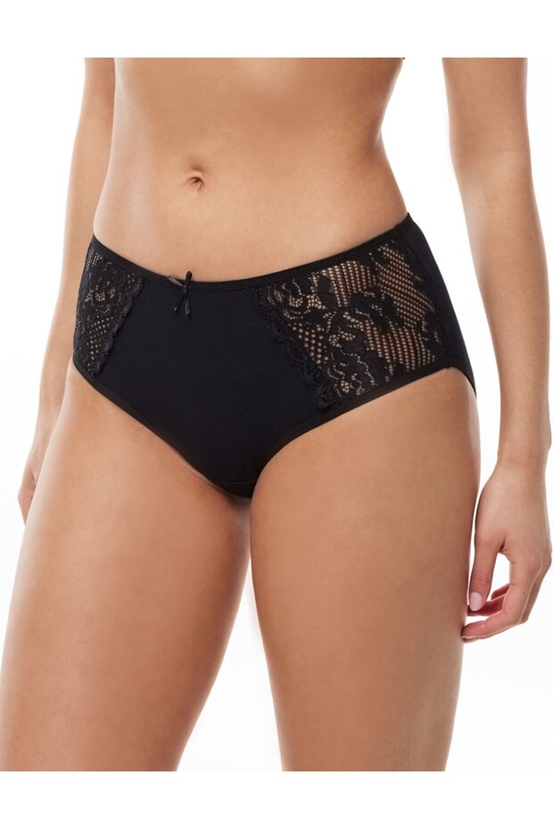2-Piece Women's Lace Edge Cotton Elastane High Waist Slip Panties