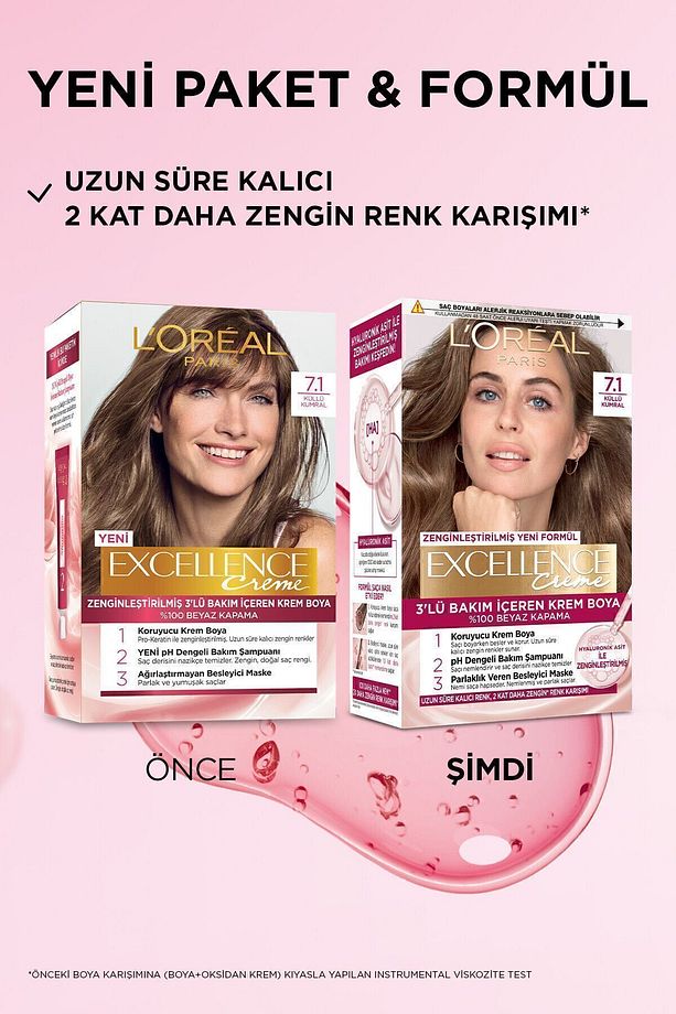 Excellence Creme Saç Boyası 7.1 Kumral Küllü 2'li Set - 4