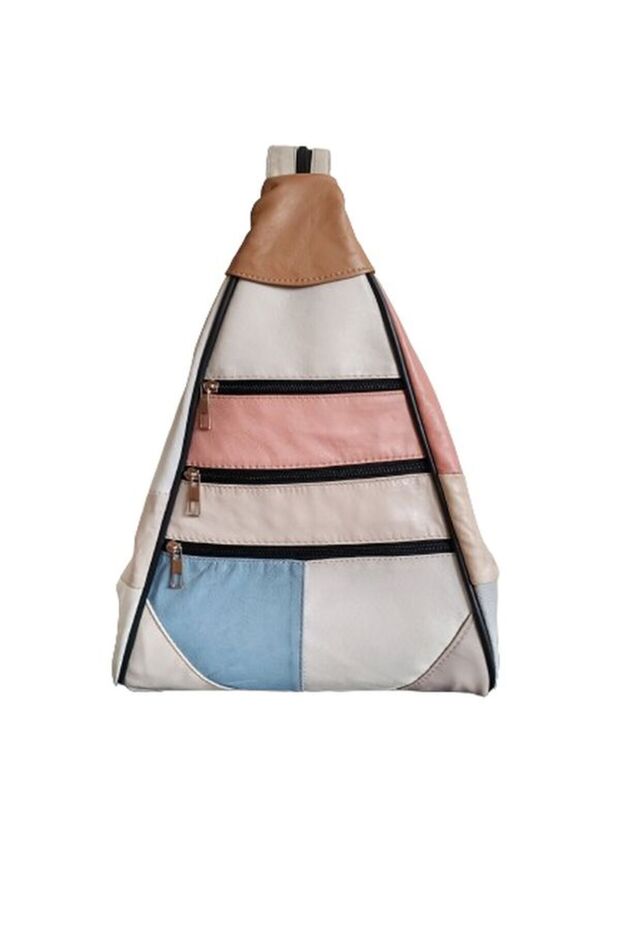 حقيبة ظهر جلدية متعددة الأقسام - 1