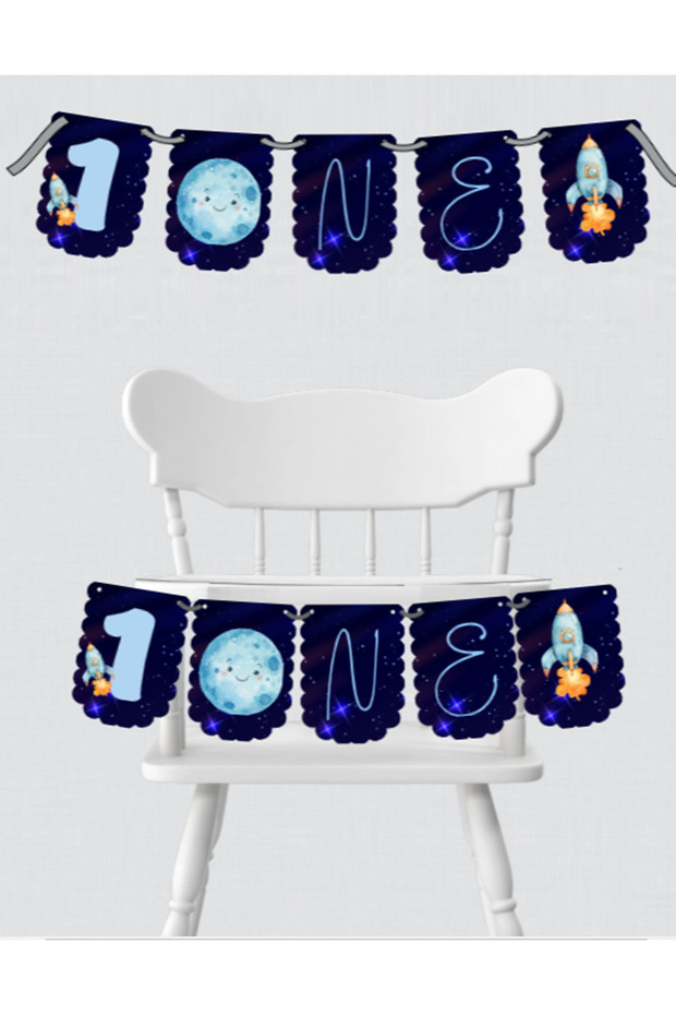 Space Concept One 1 Year Old Birthday Decoration Banner Happy Birthday Stringed Birthday Decoration Wall Decoration