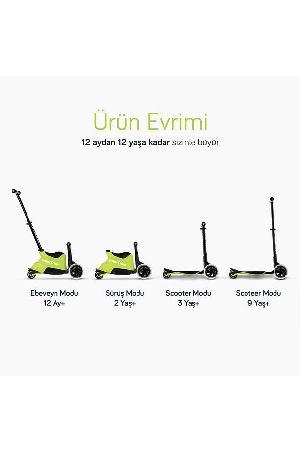 Xtend Büyüyebilen Ride On Scooter (1 - 12 Yaş) - Lime - 9