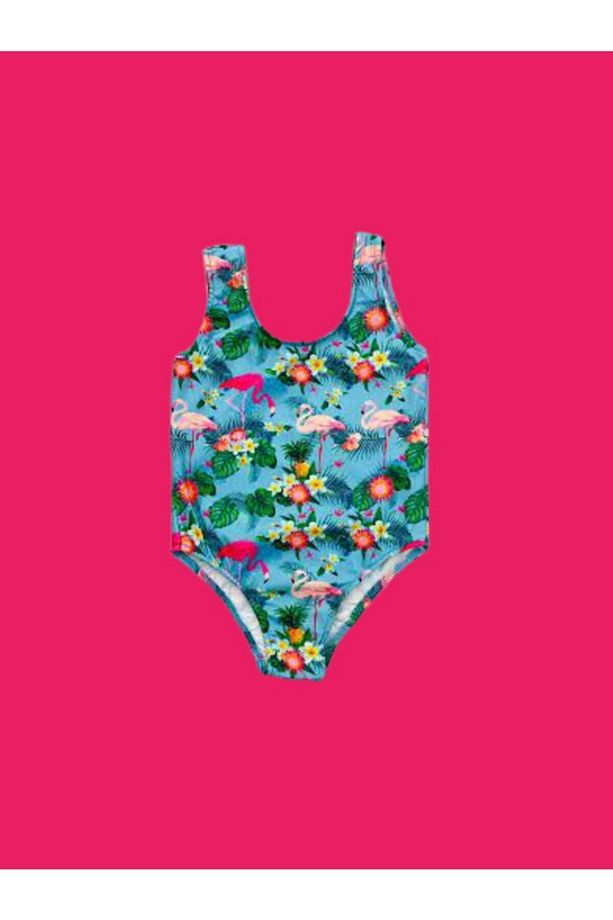 Kız Çocuk Flamingo Desen Askılı Mayo - 1