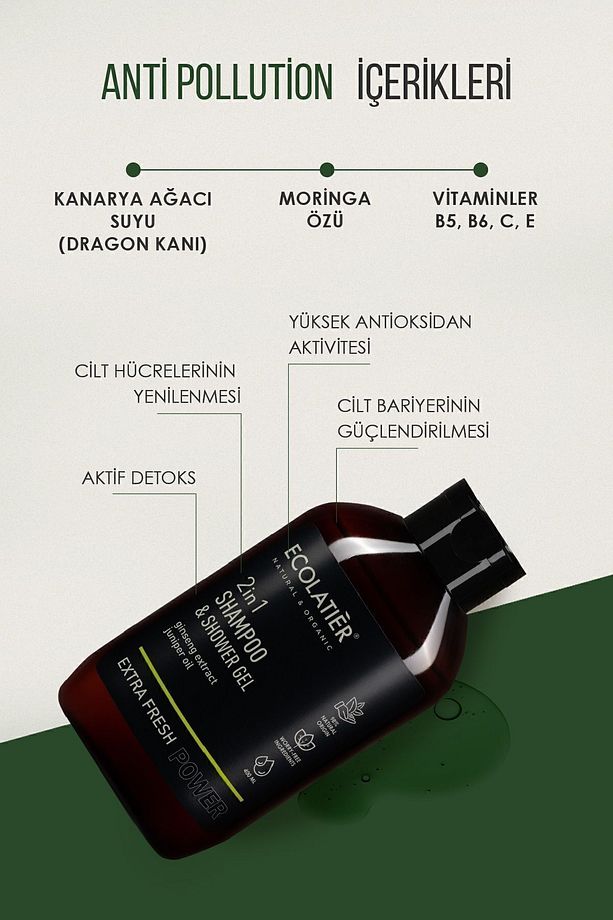 2'si 1 Arada Erkek Şampuan Ve Duş Jeli Ekstra Ferah Ginseng Dengeleyici Aktif Detoks 400 ml - 4