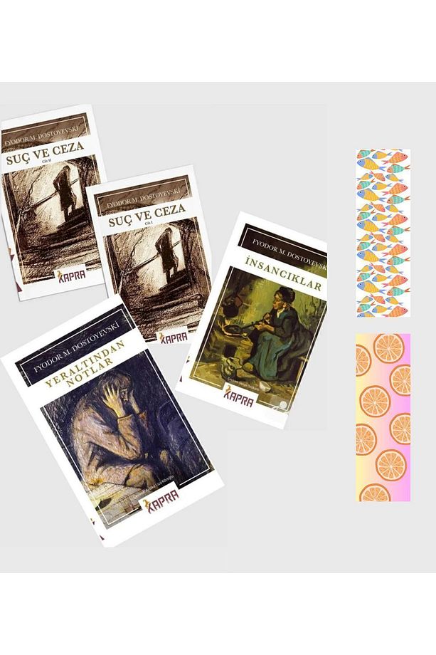 Dostoyevski Seti - 3 Kitap 2 Adet Ayraç Hediyeli / Yeraltından Notlar - Suç Ve Ceza - Insancıklar - 1