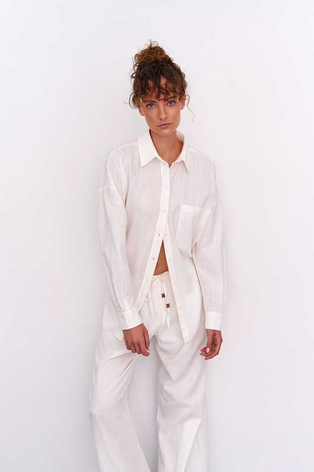 Keten Basic Gömlek Naturel - 1