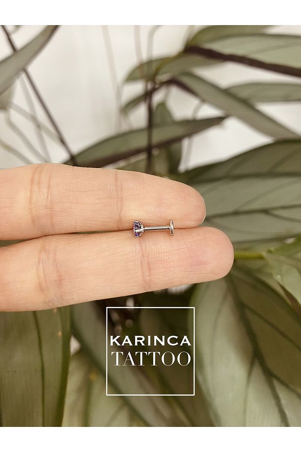Renkli Taşlı Piercing Kıkırdak Forward Helix Conch Flat Kulak Memesi Burun Labret Tragus Piercing - 7
