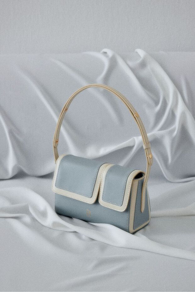 Leather Mini Bag - Double Compartments and Adjustable Shoulder Strap - My -