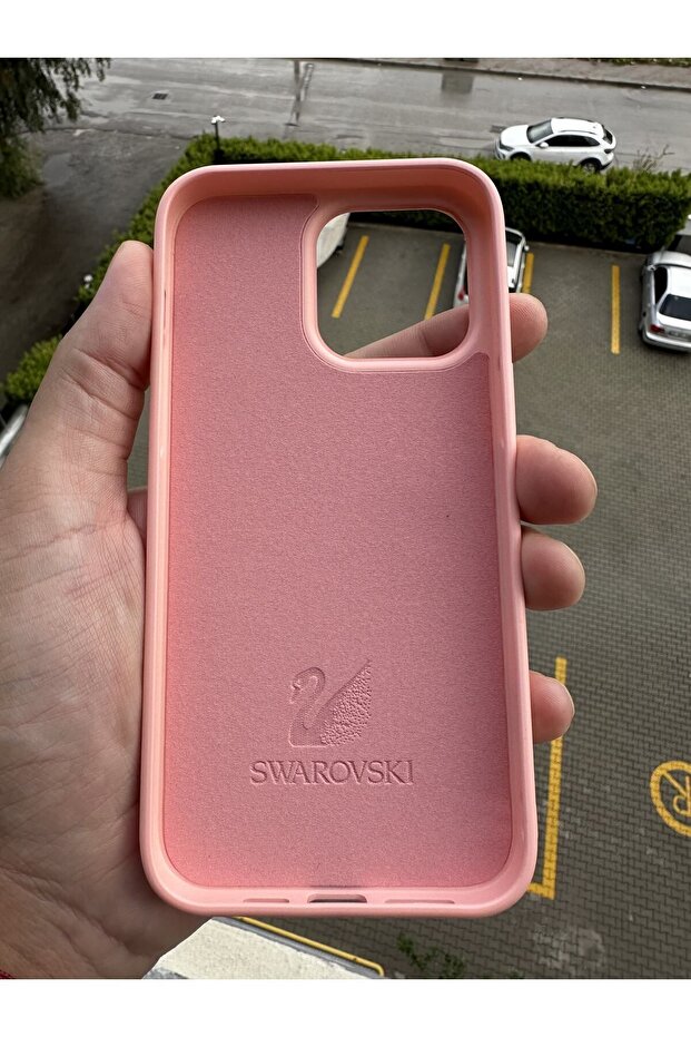 حافظة آيفون 15 برو متوافقة مع حجر الراين الوردي - 2