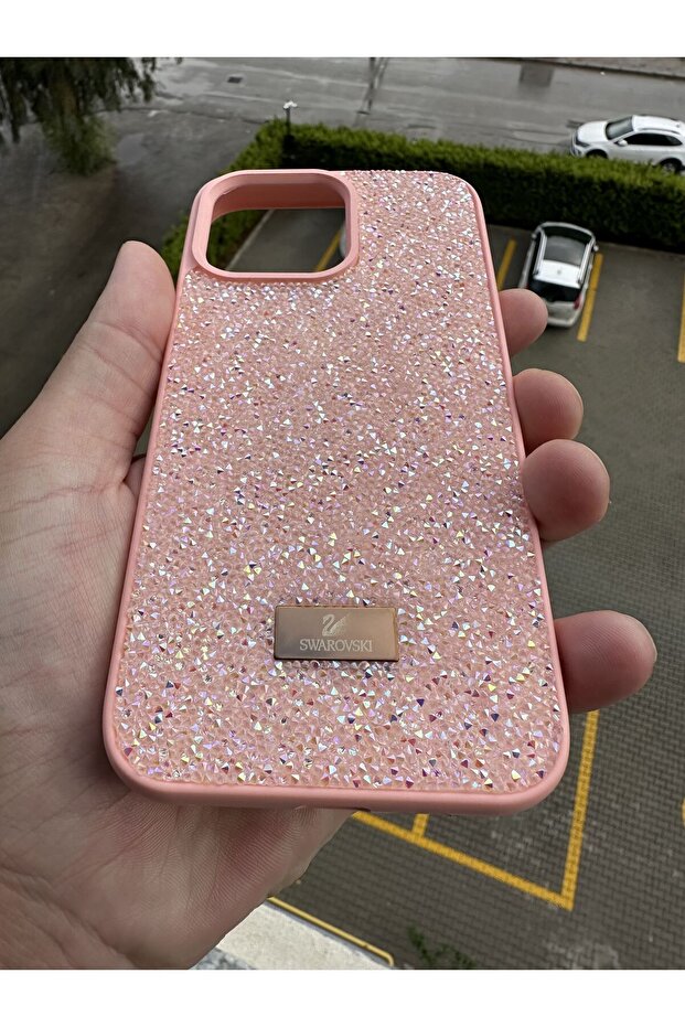 حافظة آيفون 15 برو متوافقة مع حجر الراين الوردي - 3