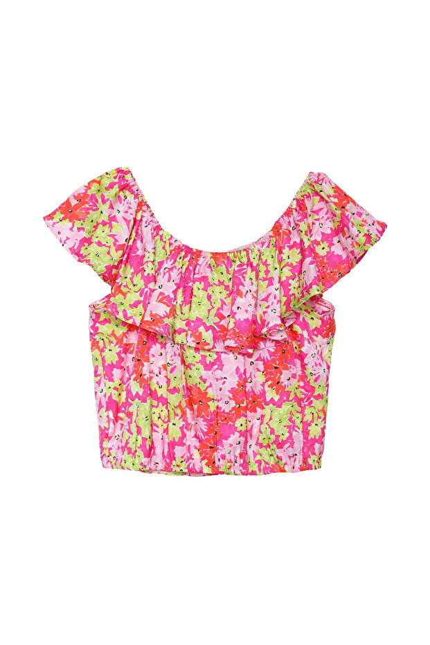 بلوزة فوشيا منقوشة بالزهور - 2