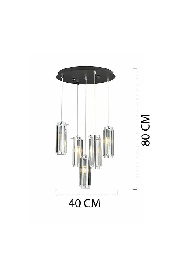 Natali 5Li Sarkıt Krom Modern Genç Odası Mutfak Salon Sarkıt Avize - 6