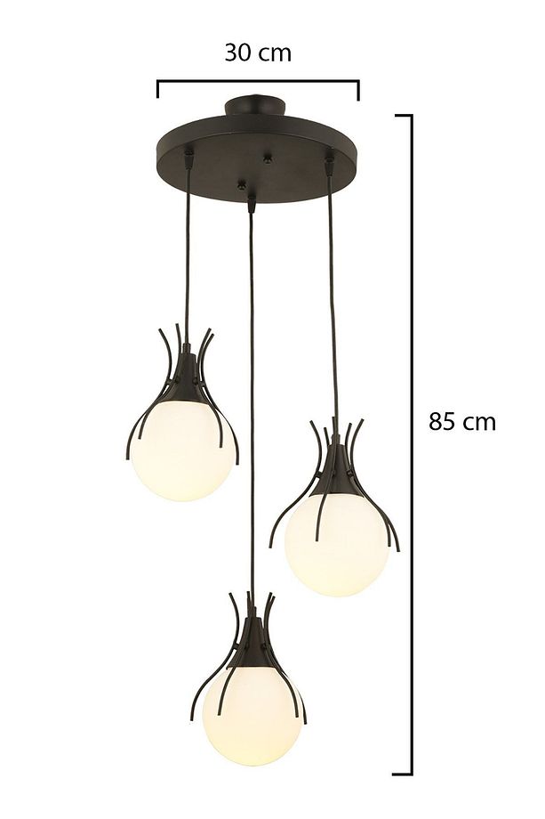Terra 3Lü Yuvarlak Siyah Modern Sarkıt Genç Odası Mutfak Yatak odası Salon Sarkıt Avize - 5