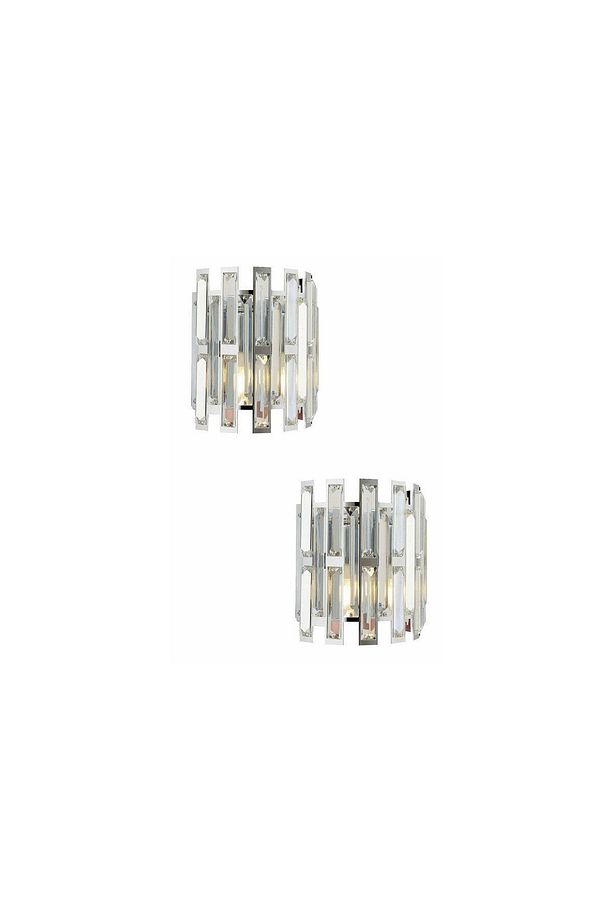 Gallıano Krom 2'li Aplik Seti Kristal Taşlı Modern Yatak Odası-Yatak Başı Duvar Lambası - 1