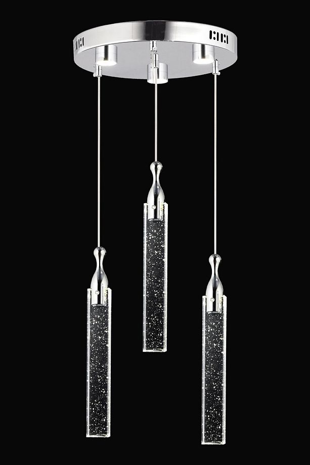 Klaus 3'lü Yuvarlak 3 Renkli 48 Watt Krom Kristal Ledli Modern Oturma Odası Salon Sarkıt Avize - 4