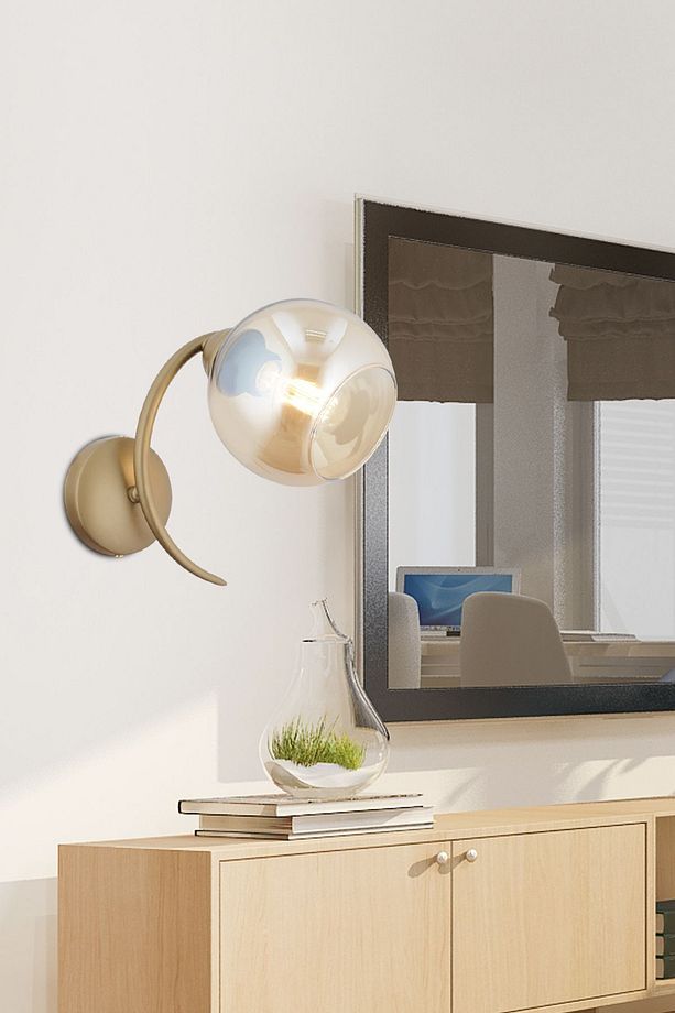 Pireal Tekli Eskitme Bal Camlı Modern Yatak Başı, Salon Aplik - 1
