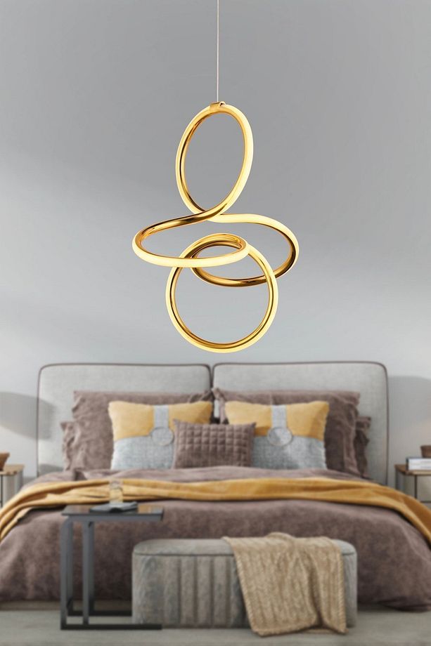 Lucetta Gold Sarkıt 48 Watt Sarkıt 3 Renkli Ledli Modern Mutfak Banyo Led Salon Sarkıt Avize - 1