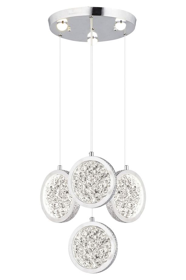 Furmet 4'lü Yuvarlak Krom Sarkıt Ledli Modern Mutfak Koridor Led Salon Sarkıt Avize - 2