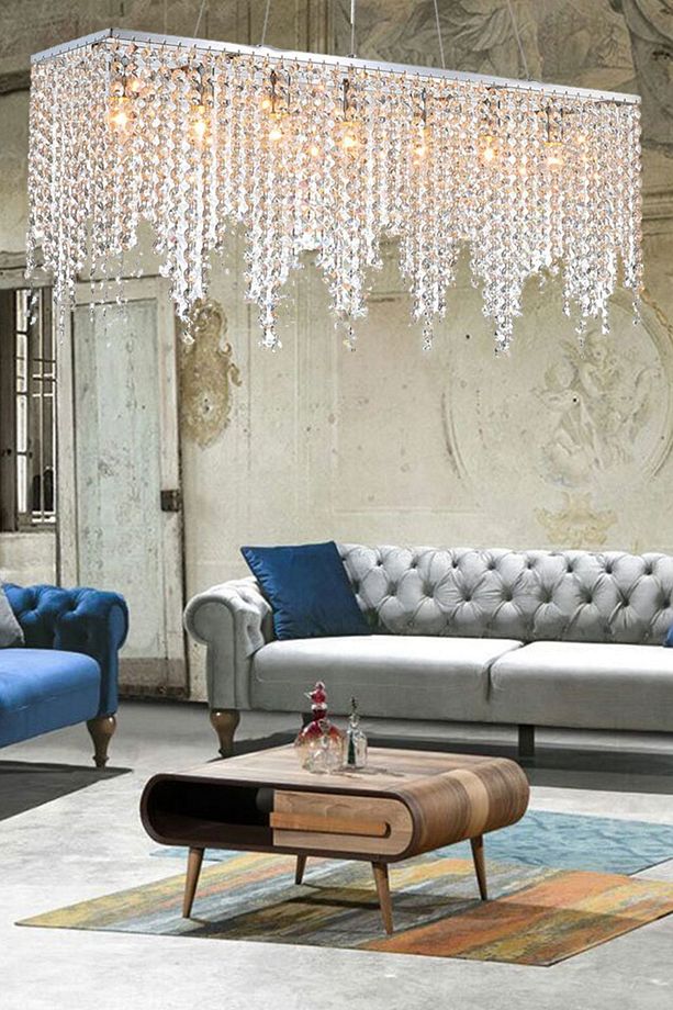 Vita 7 Lı Krom Kristalli Taşlı Modern Tasarım Kristal Salon Avize - 3