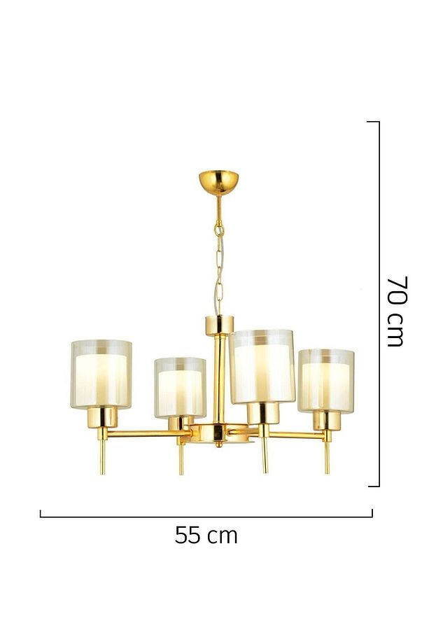 Cemre 4 Lü Gold Modern Tasarım Yatak Odası Salon Avize-Aplik Seti 3 Parça Avize-Aplik Seti Seti - 2