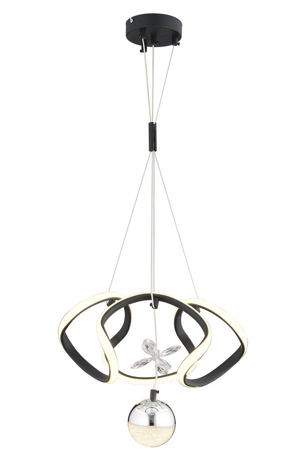 Pelin Tekli Siyah Krom 3 Renkli 40 Watt Ledli Modern Oturma Odası, Koridor, Salon Led Avize - 2