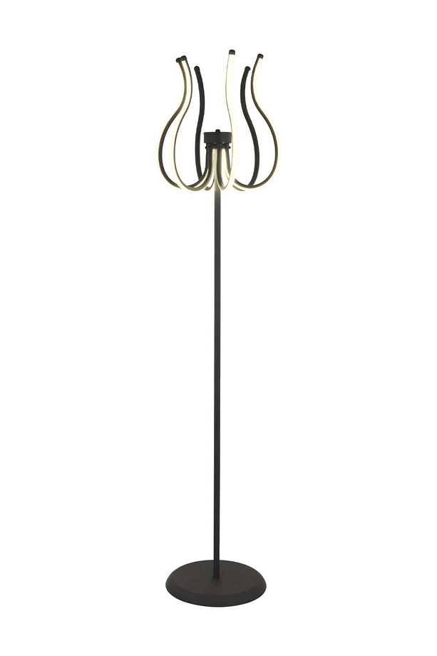 Lenora Siyah Modern Tasarım Salon Ledli Metal Lambader - 2