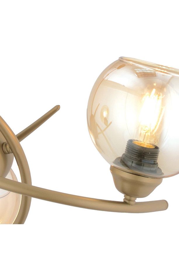 Pireal 3'lü Yuvarlak Eskitme Bal Camlı Modern Oturma Odası Salon Avize - 5
