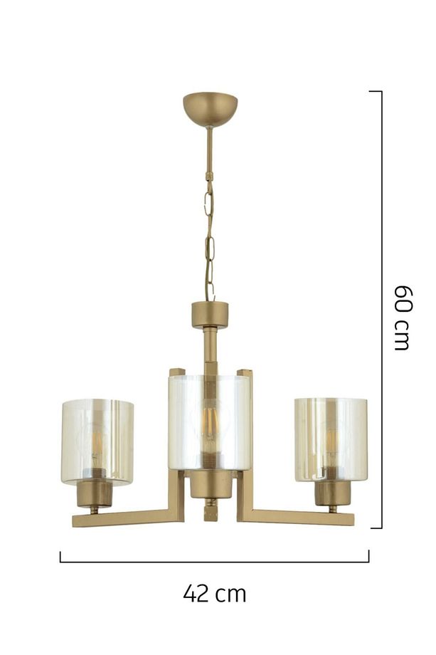 Tasse 3 Lü Eskitme Boyalı Avize Bal Camlı Modern Genç Odası Yatak Odası Salon Avize - 2