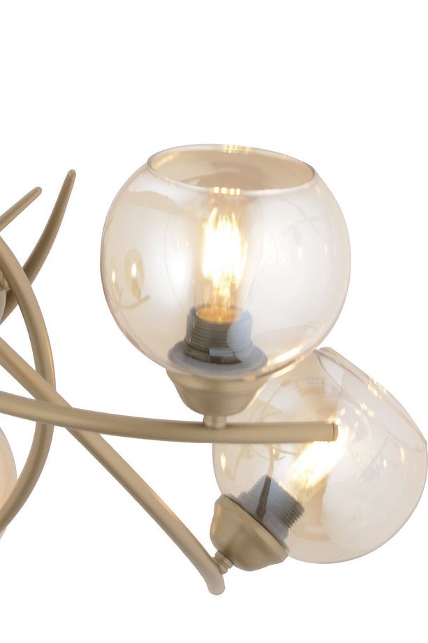 Pireal 5'li Yuvarlak Eskitme Bal Camlı Modern Oturma Odası Salon Avize - 5