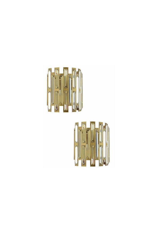 Gallıano Eskitme 2'li Aplik Seti Kristal Taşlı Modern Yatak Odası-Yatak Başı Duvar Lambası - 1
