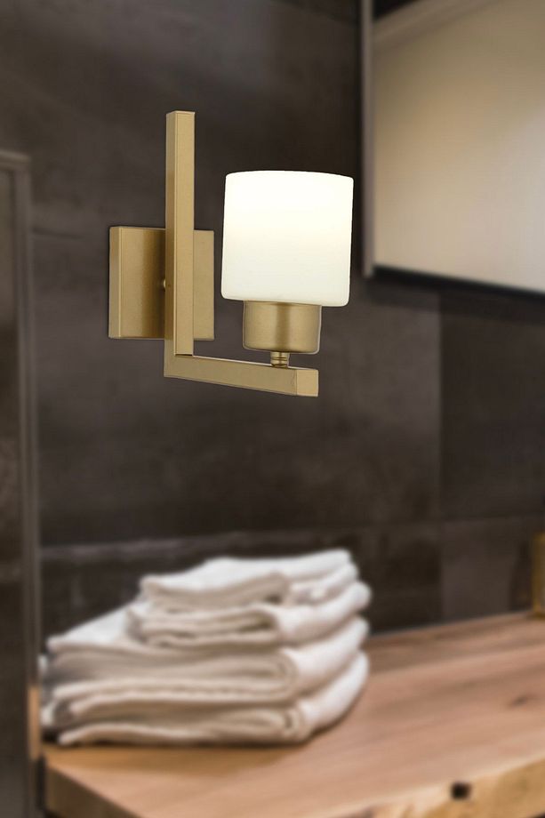 Torqu Eskitme Boyalı Beyaz Camlı Duvar Lambası Yatak Odası-Yatak Başı-Banyo İçin Modern Aplik - 1