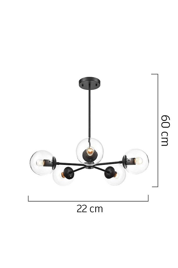 Venon 5 Li Siyah Modern Genç Odası Mutfak Retro Salon Avize - 3