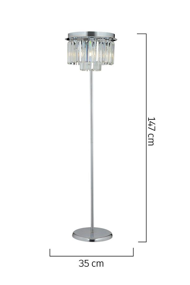 Nilüfer Yuvarlak Krom Kristal Taşlı Modern Tasarım Metal Lambader - 3