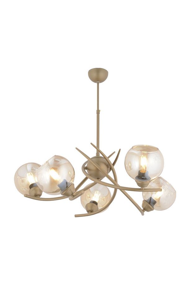 Pireal 5'li Yuvarlak Eskitme Bal Camlı Modern Oturma Odası Salon Avize - 4