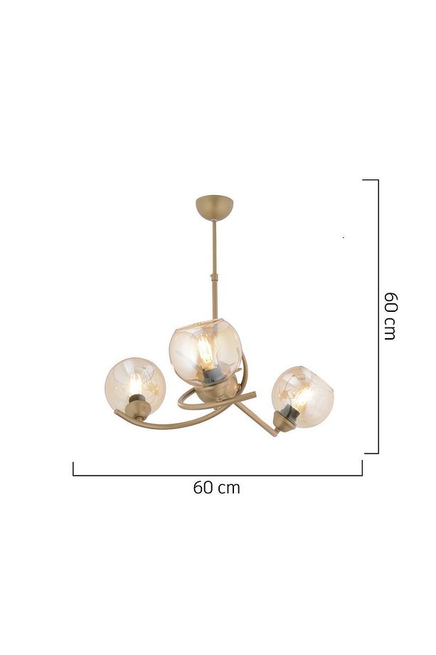 Pireal 3'lü Yuvarlak Eskitme Bal Camlı Modern Oturma Odası Salon Avize - 6