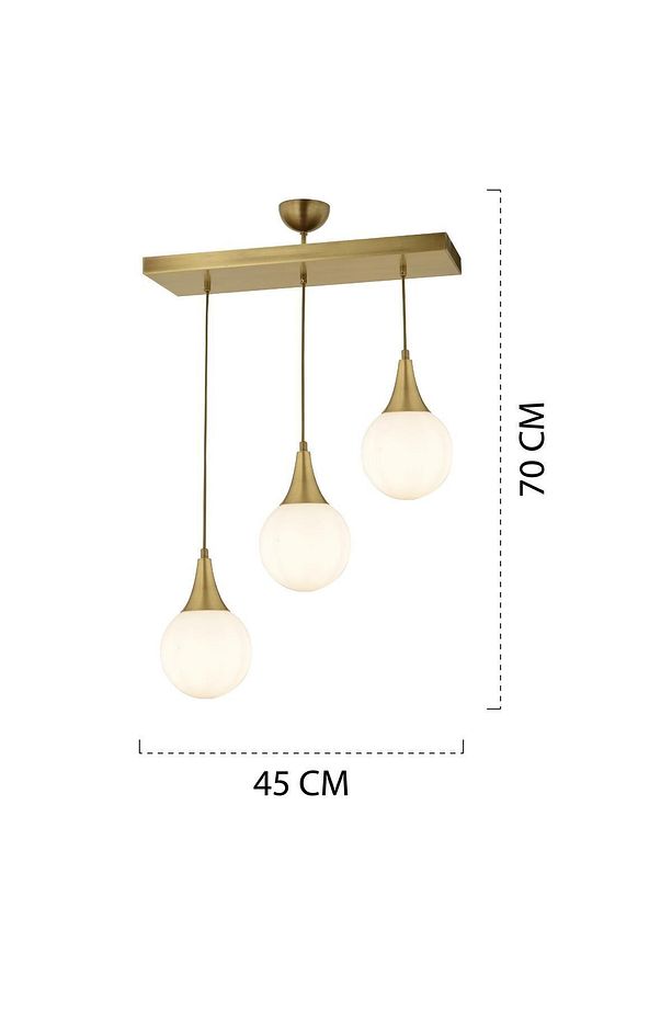 Damla 3 Lü Sıralı Eskitme Modern Sarkıt Mutfak Oturma Odası Salon Sarkıt Avize - 8
