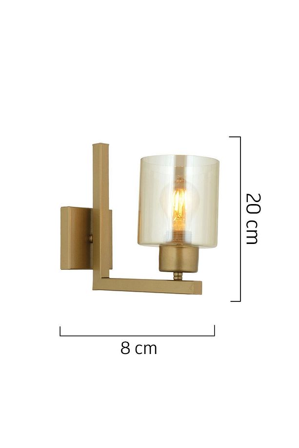 Tasse Eskitme Boyalı Duvar Lambası Yatak Odası-Yatak Başı-Banyo İçin Bal Camlı Modern Aplik - 4