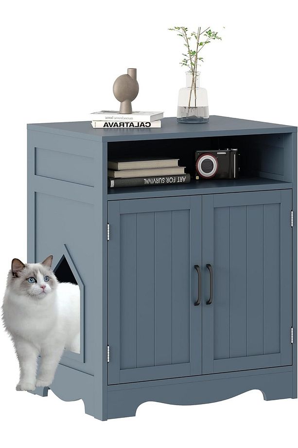 Kedi Kum Kabı Muhafazası ve Komodin, Modern Ahşap Kedi Kum Kabı Dolabı - 1