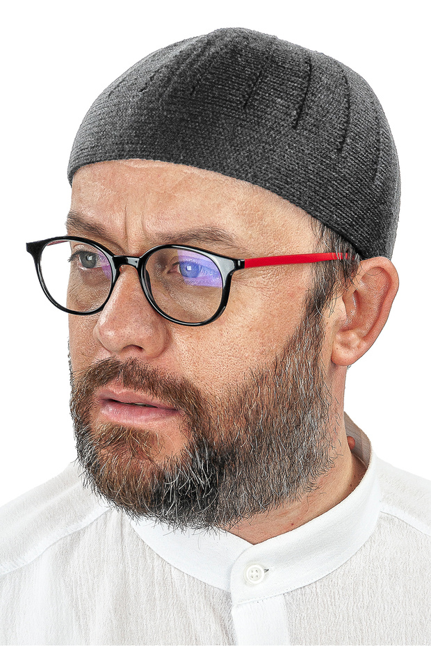 Orlon Örme Kışlık Yün Bere Takke Sade Füme - 1